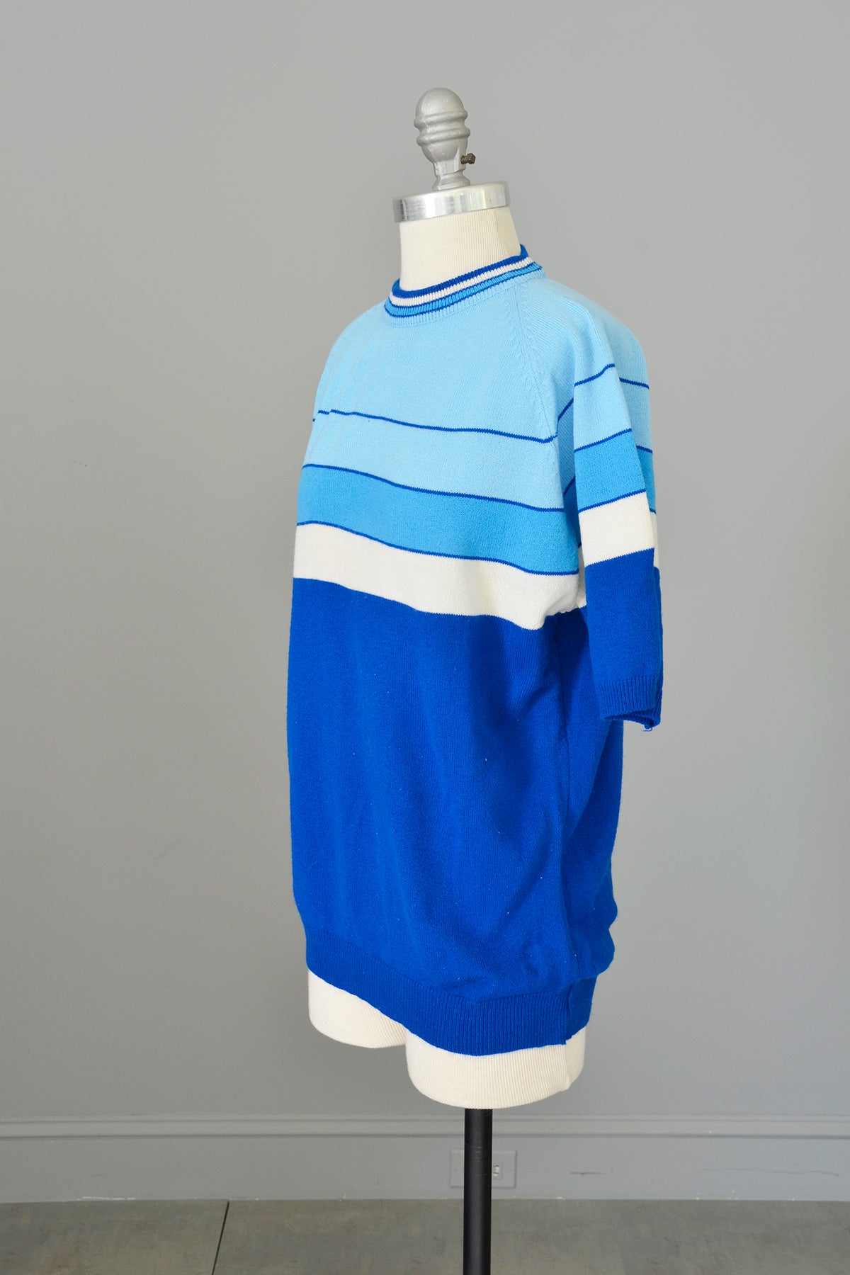 Vintage 1960s Blue Retro Striped Unisex Sweater by Cascade of Californ |  VintageVirtuosa