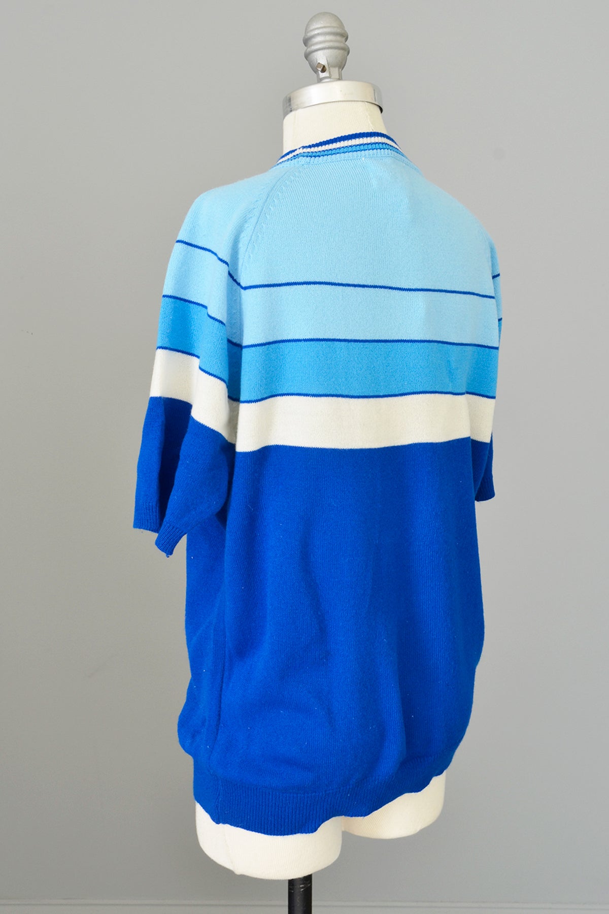 Vintage 1960s Blue Retro Striped Unisex Sweater by Cascade of California