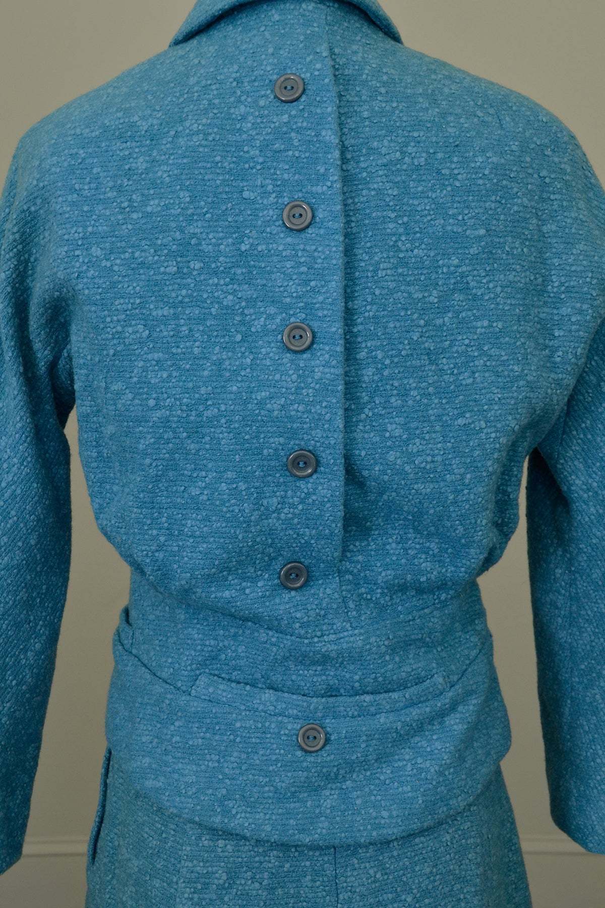 1950s Azur Blue Skirt Blazer Suit