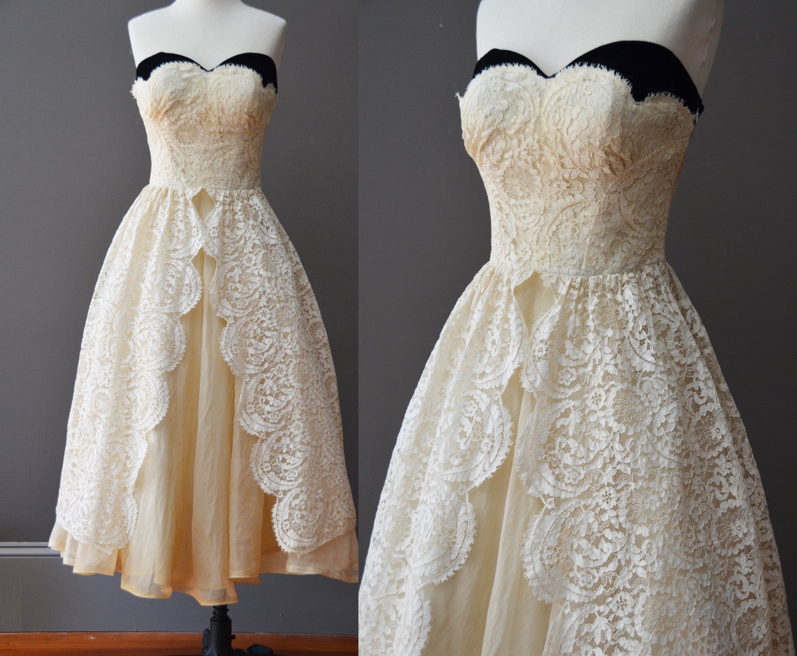1950's Cream Lace Vintage Dress | VintageVirtuosa 1950's Cream Lace Vintage Dress | VintageVirtuosa