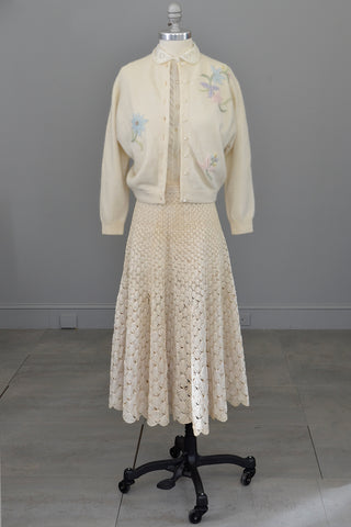 1950s Pearl Woven Raffia Full Skirt