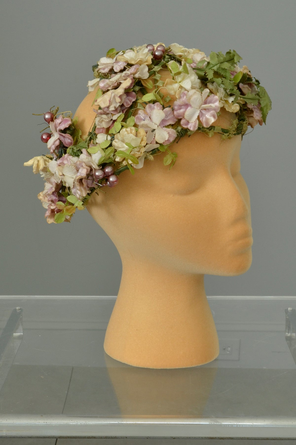 1950s Purple Flowers Flapper Style Fascinator Hat