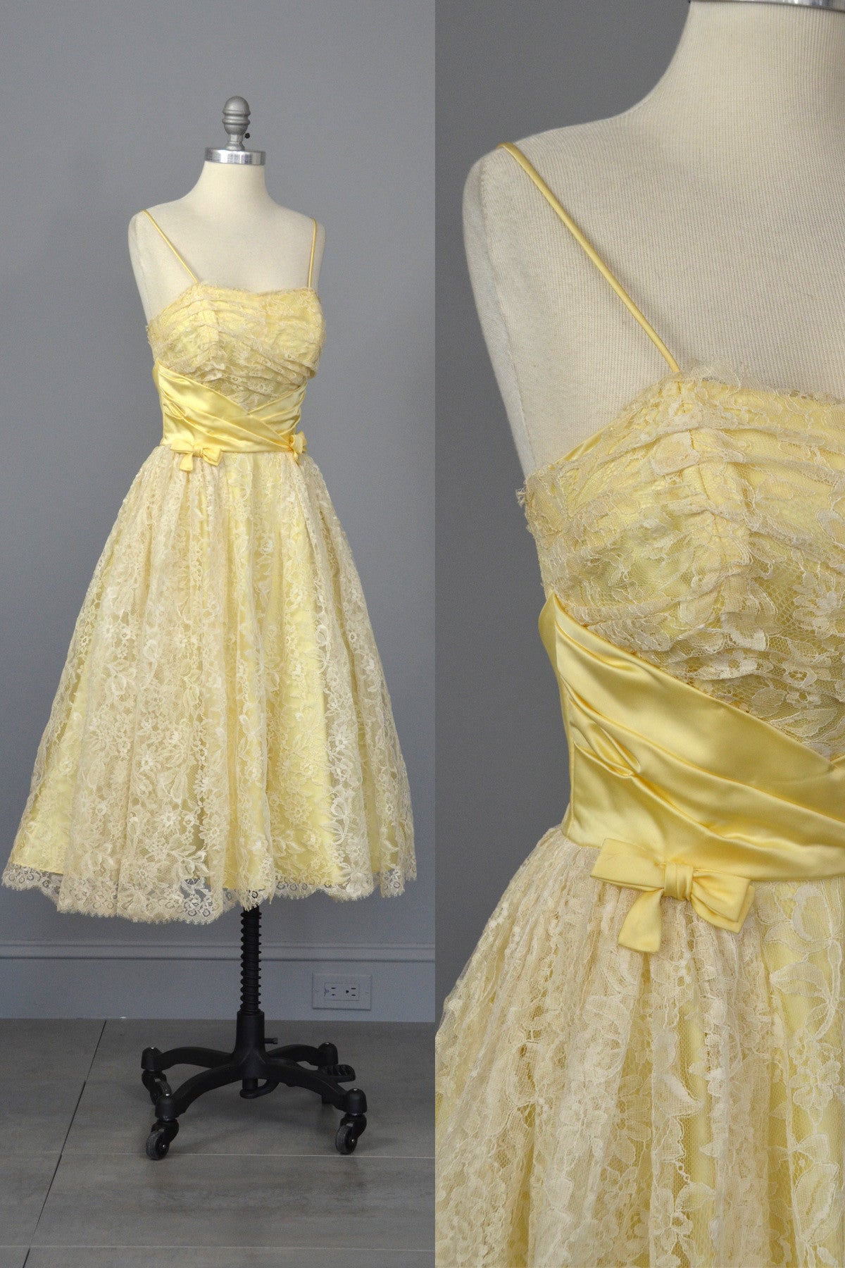 1950s White Lace Buttercup Party Prom Dress 1950s White Lace Buttercup Party Prom Dress