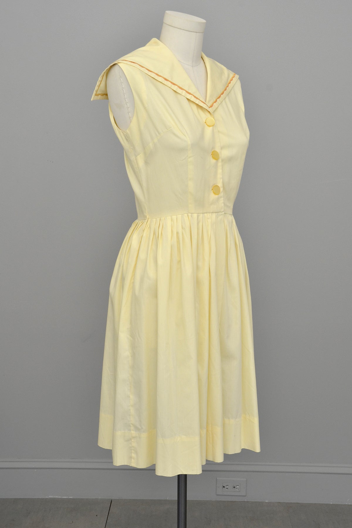vintage yellow dress 1950s Yellow Cotton Sailor Dress