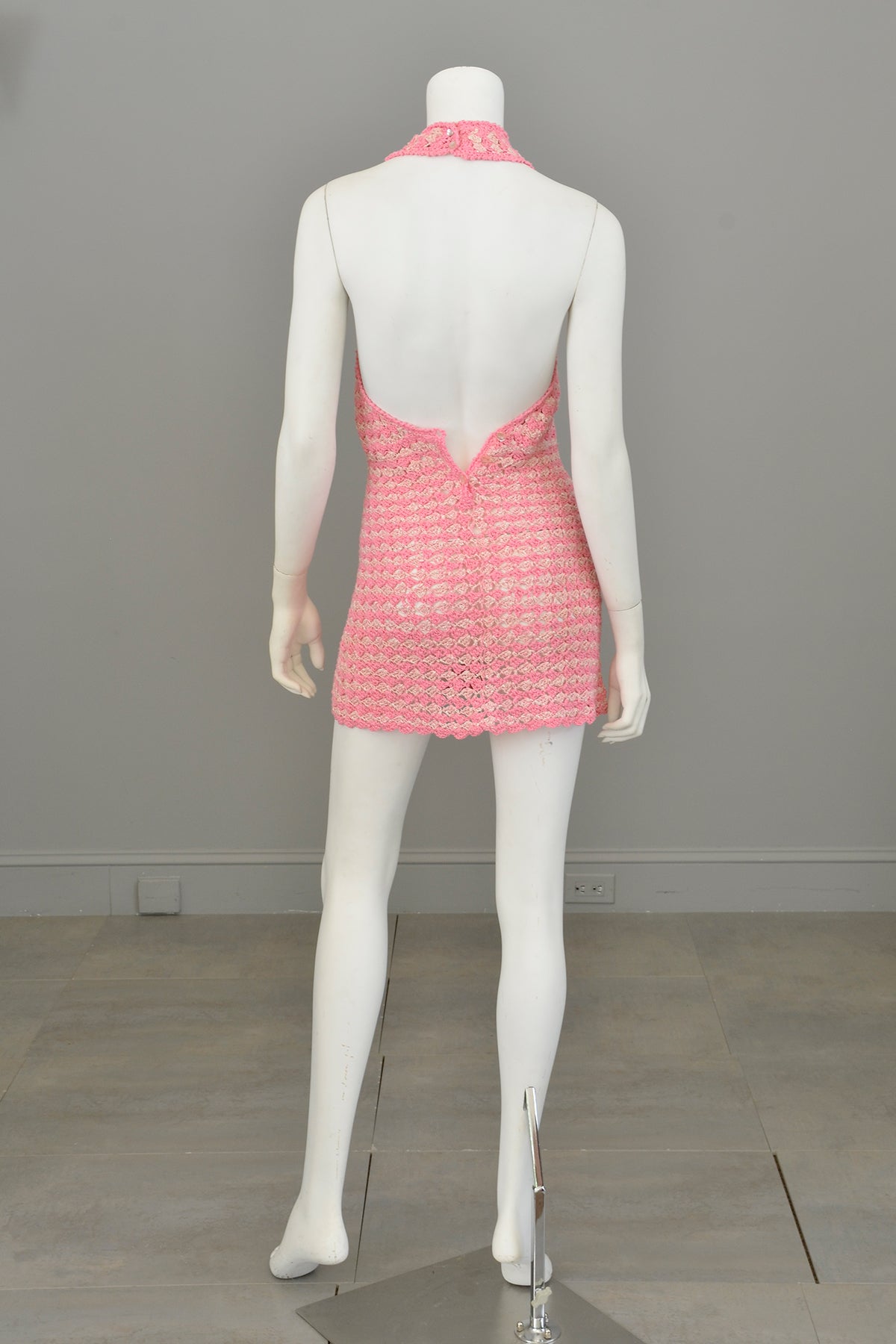 1960s Hand Crochet Halter Micro Mini Disco Dress | Go Go Dress | XXS | VintageVirtuosa 1960s Hand Crochet Halter Micro Mini Disco Dress | Go Go Dress | XXS | VintageVirtuosa