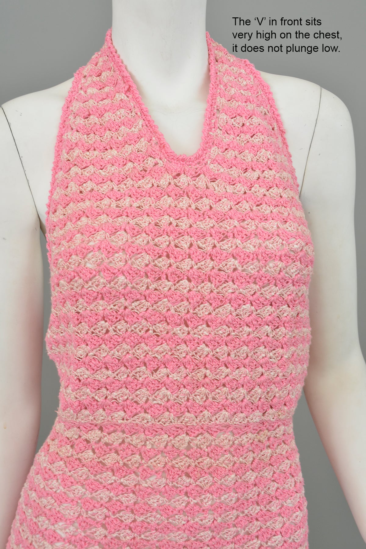 1960s Hand Crochet Halter Micro Mini Disco Dress | Go Go Dress | XXS