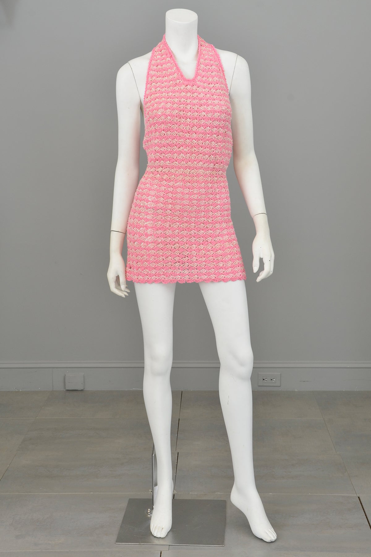 1960s Hand Crochet Halter Micro Mini Disco Dress | Go Go Dress | XXS | VintageVirtuosa 1960s Hand Crochet Halter Micro Mini Disco Dress | Go Go Dress | XXS | VintageVirtuosa