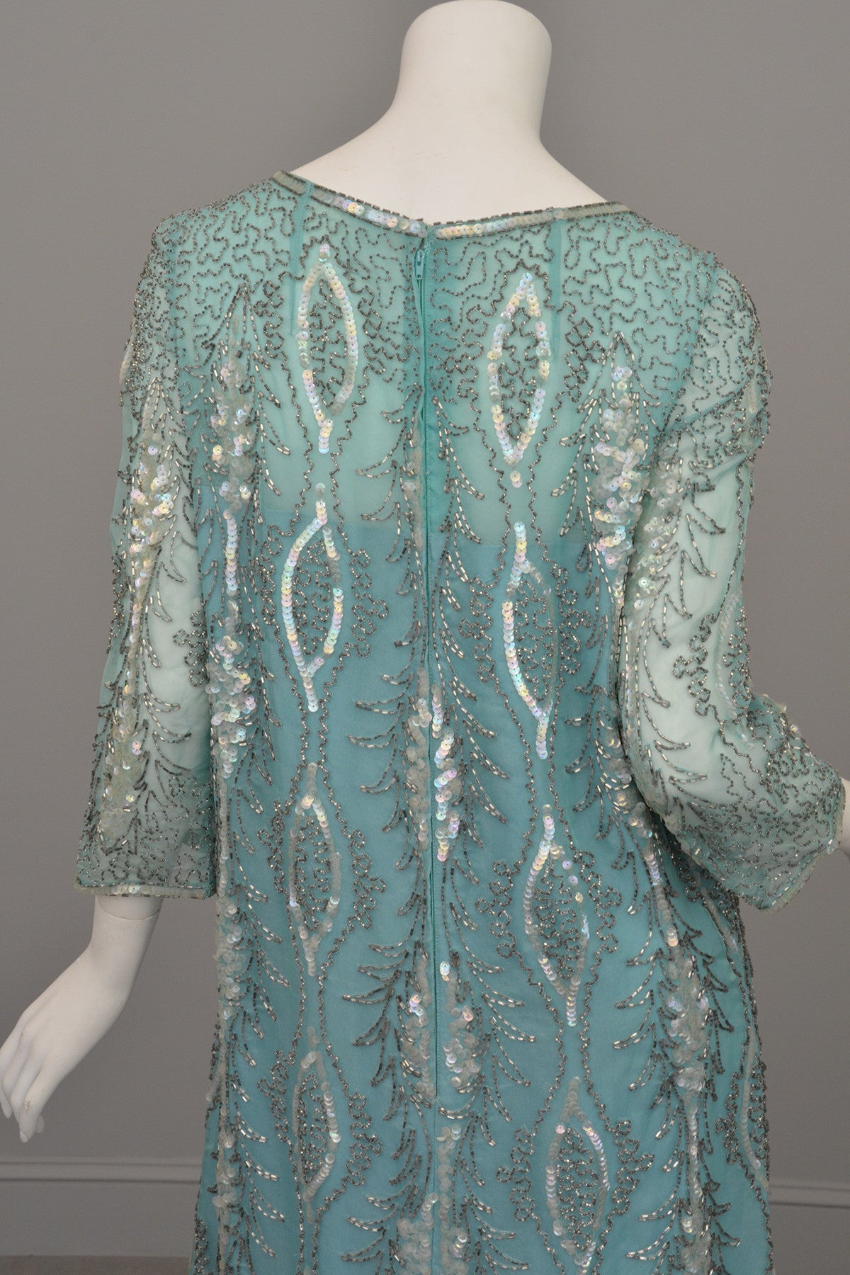 1960s Aqua Beaded Sequins MOD Party Dress | VintageVirtuosa 1960s Aqua Beaded Sequins MOD Party Dress | VintageVirtuosa
