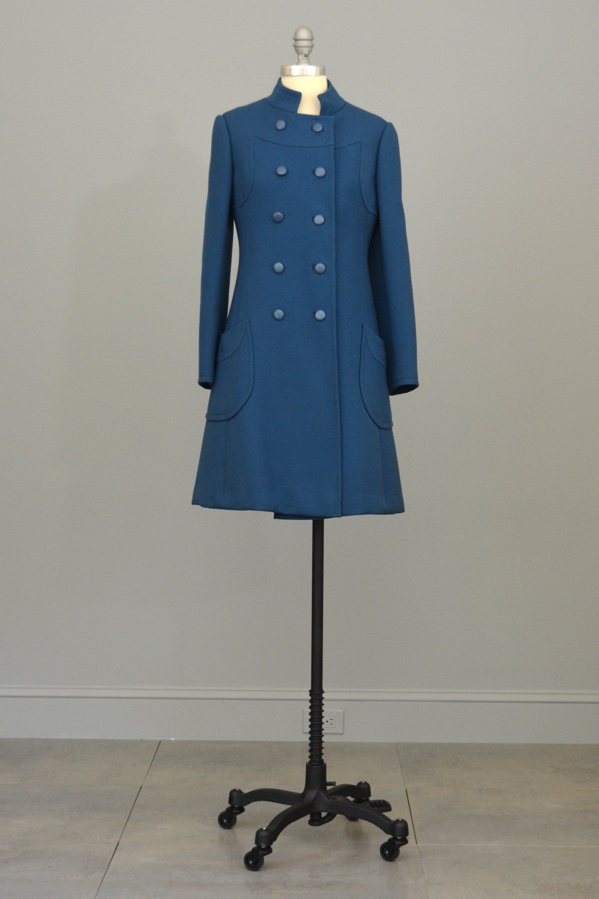 1960s Blue MOD A-Line Double Breasted Coat