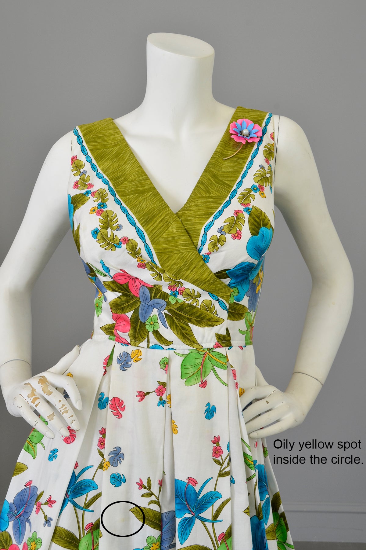 1960s Orchid Print Kamehameha Dress