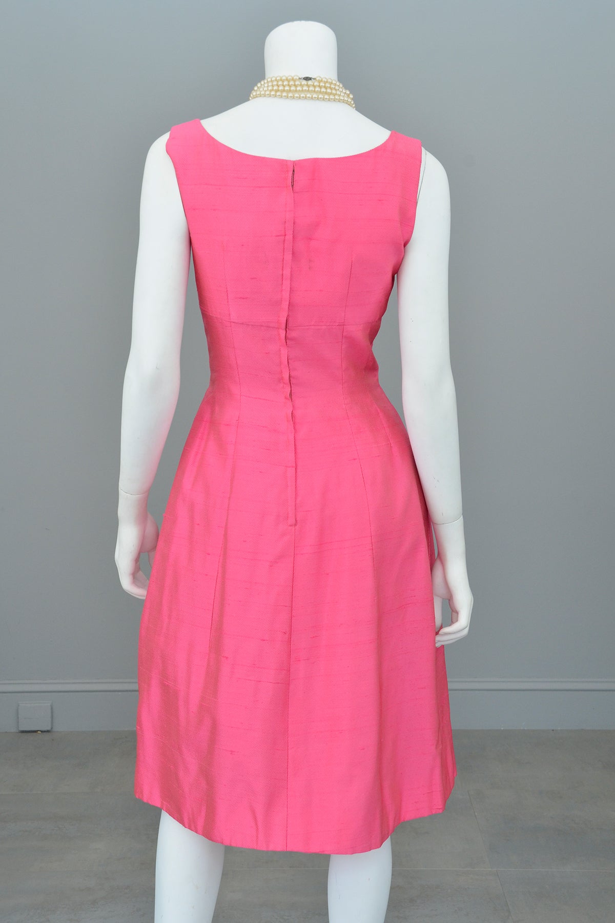 1960s Hot Pink Empire Wiggle Dress with Matching Bow Bolero