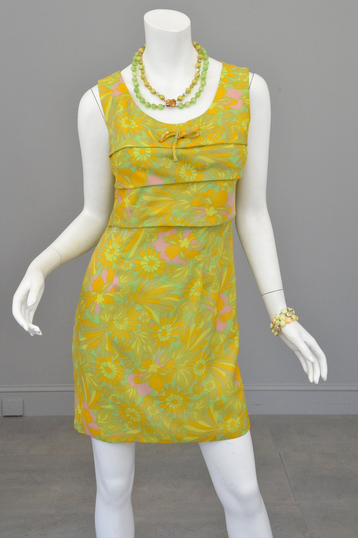 1960s 70s Neon Citrus Tiered Mini Gogo Dress Twiggy Dress | VintageVirtuosa 1960s 70s Neon Citrus Tiered Mini Gogo Dress Twiggy Dress | VintageVirtuosa