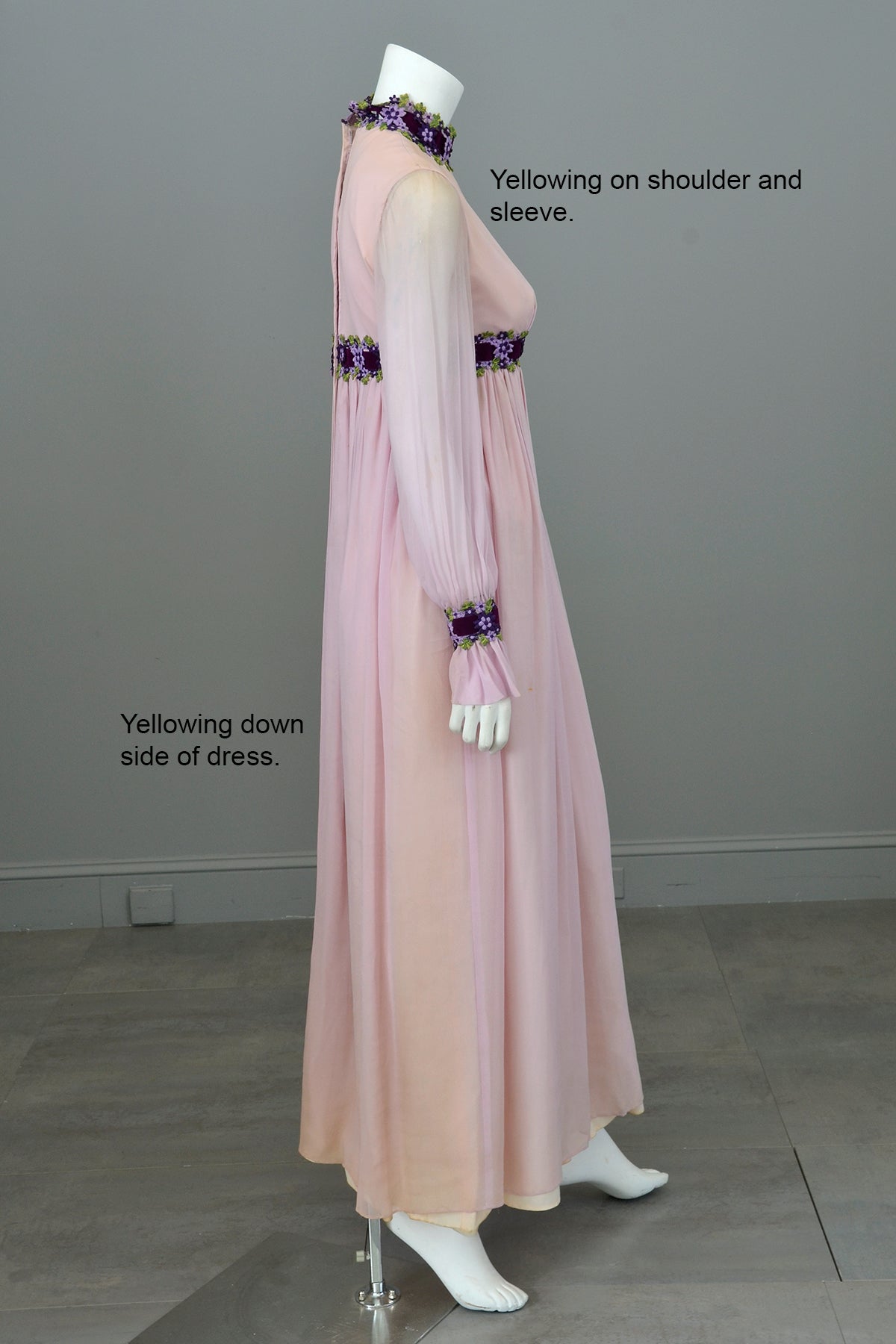 1970 bridesmaid dresses for sale 1970's Lilac Chiffon Cottagecore Peasant Maxi Dress | Vintage Bridesma