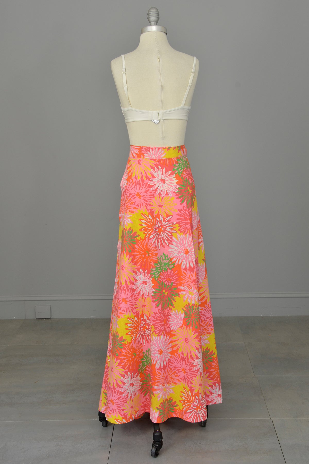 Flower Power 1970s Floral Print Wrap Maxi Skirt