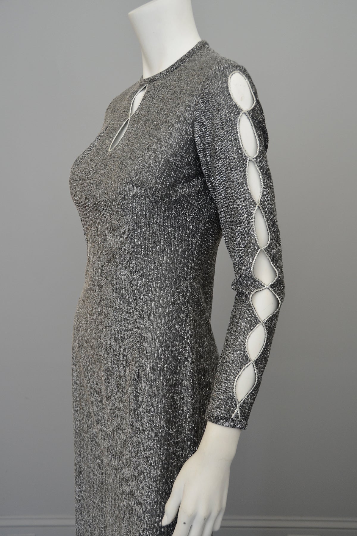 silver cheongsam dress Silver Dragon Cheongsam Long Dress M