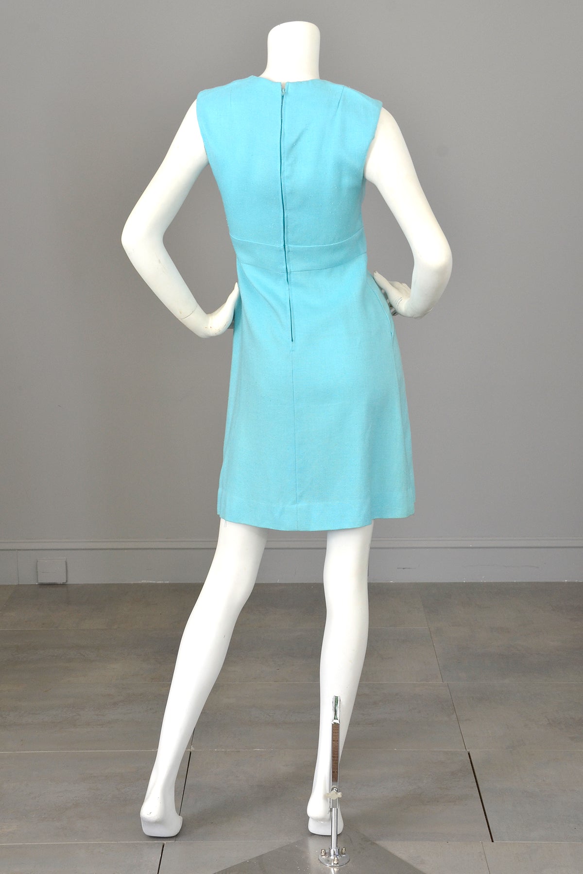 1970s Sky Blue Scooter Dress and Matching Crochet Lace Blouse Jacket