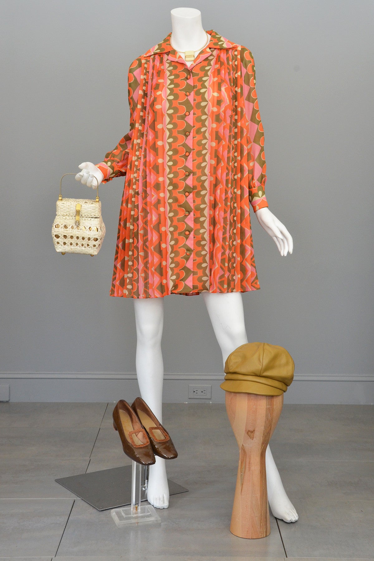 1960's MOD Mini Dress Knife Pleated Sheer Retro Novelty Print Mini Dre | VintageVirtuosa 1960's MOD Mini Dress Knife Pleated Sheer Retro Novelty Print Mini Dre | VintageVirtuosa