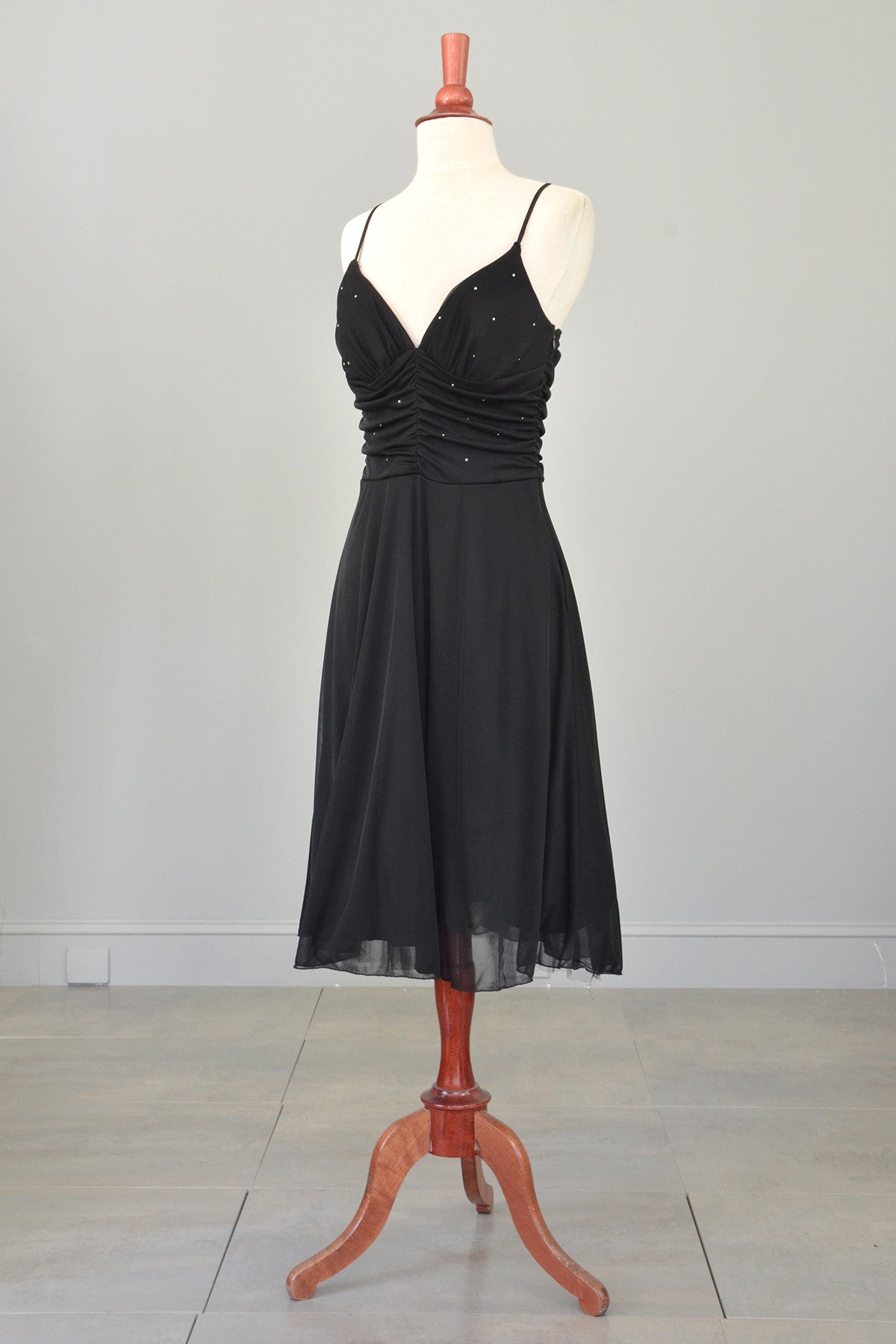 70s 80s Black Rhinestone Bodice Cocktail Party Dress | VintageVirtuosa 70s 80s Black Rhinestone Bodice Cocktail Party Dress | VintageVirtuosa