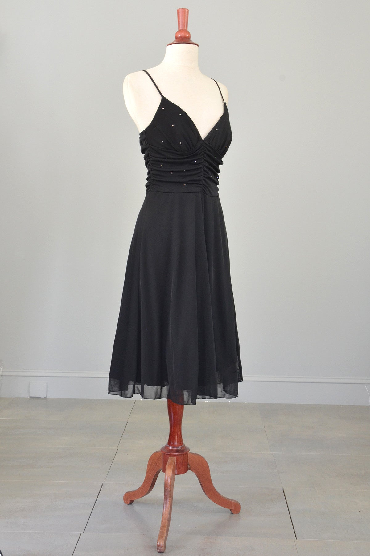 70s 80s Black Rhinestone Bodice Cocktail Party Dress | VintageVirtuosa 70s 80s Black Rhinestone Bodice Cocktail Party Dress | VintageVirtuosa