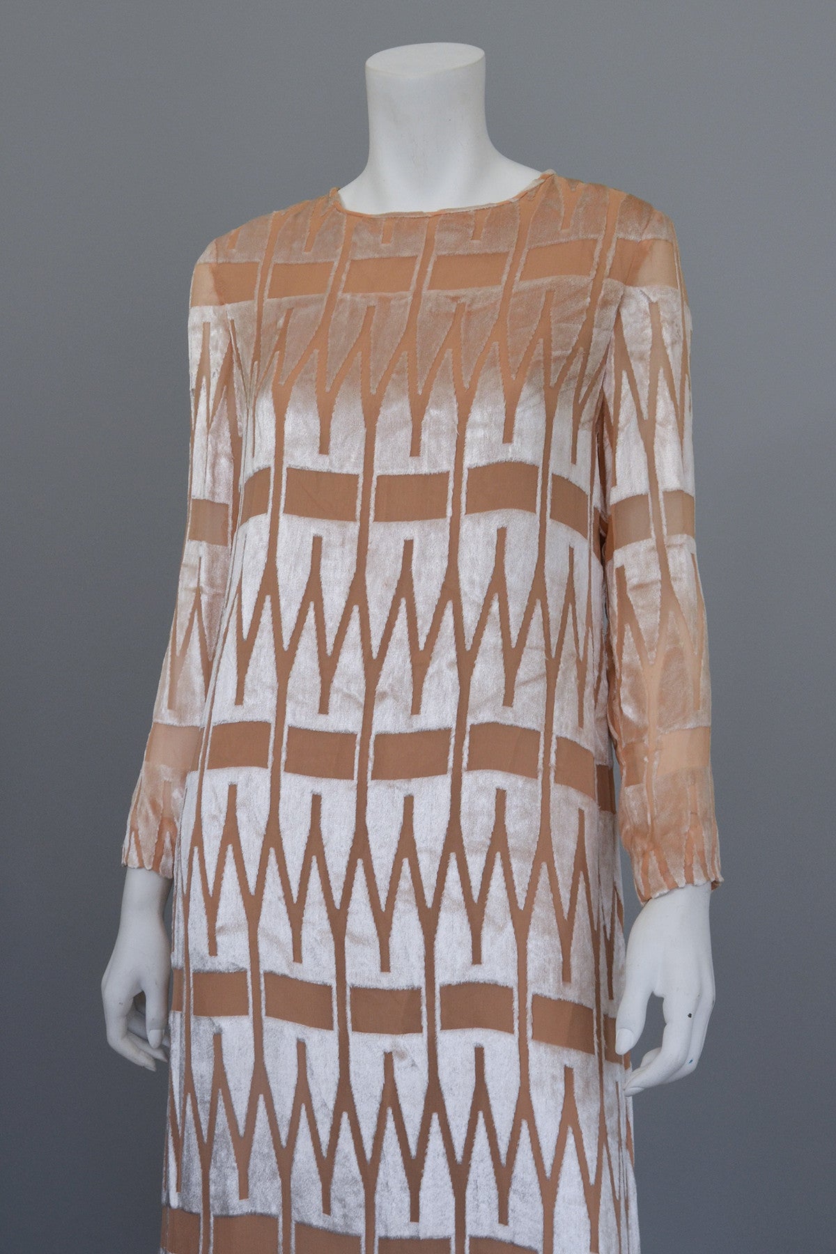 1960's 70's Mod Dress Geometric Burnout Velvet Mod Vintage Dress