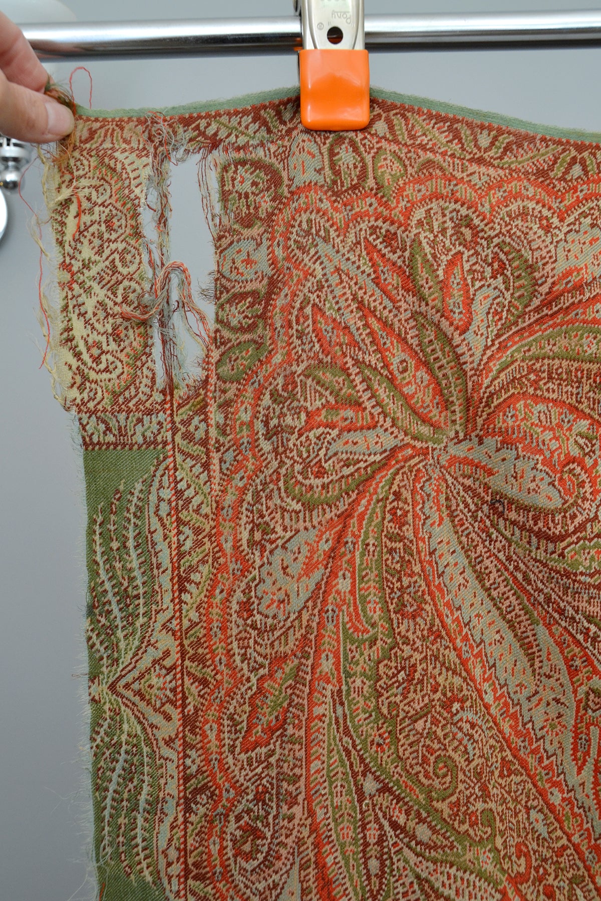 Antique Victorian Woven Paisley Shawl