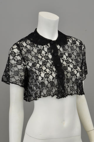 Black Sheer Lace Cropped Top