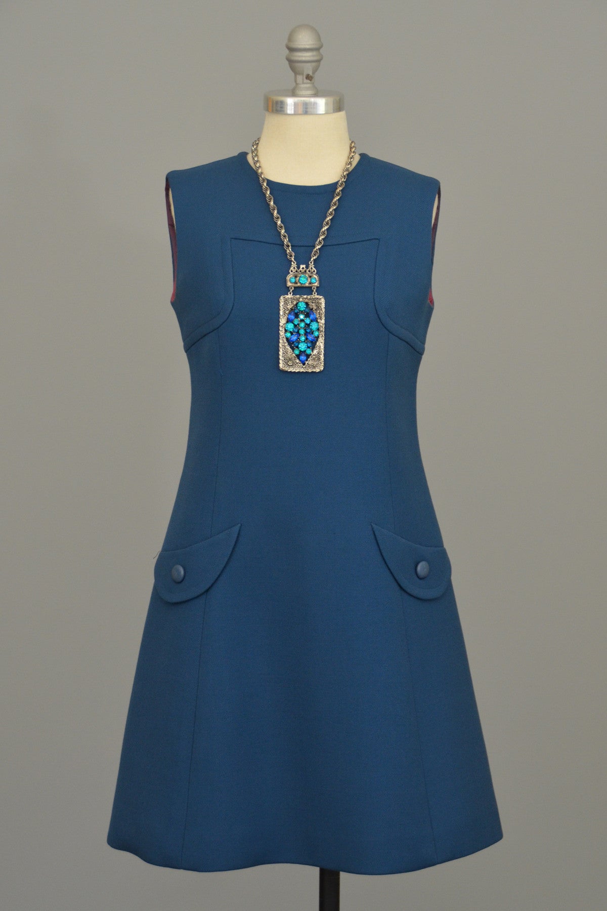 1960s A-Line Mod Blue Vintage Mini Dress | VintageVirtuosa 1960s A-Line Mod Blue Vintage Mini Dress | VintageVirtuosa