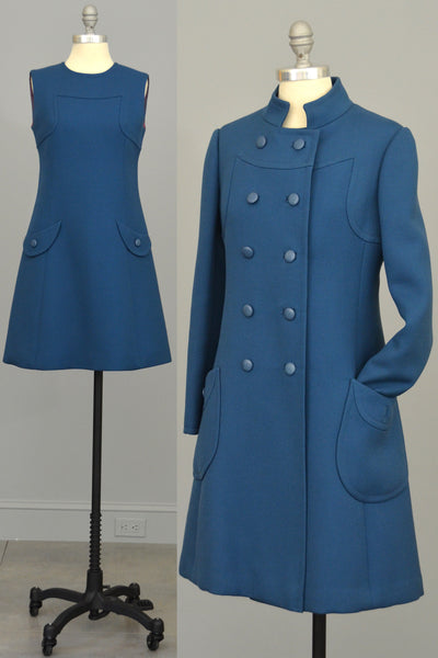 1960s A-Line Mod Blue Vintage Mini Dress