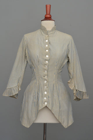 Victorian Bustle Jacket Blue and White Striped, Incredible Bustle