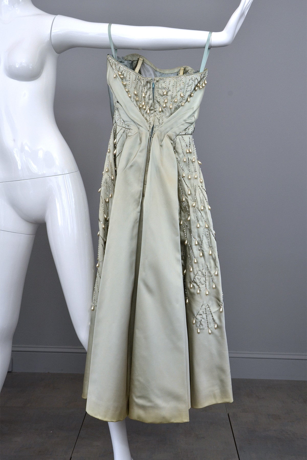 1950s Ceil Chapman Pearl Drops Rhinestones Vintage Party Dress ...