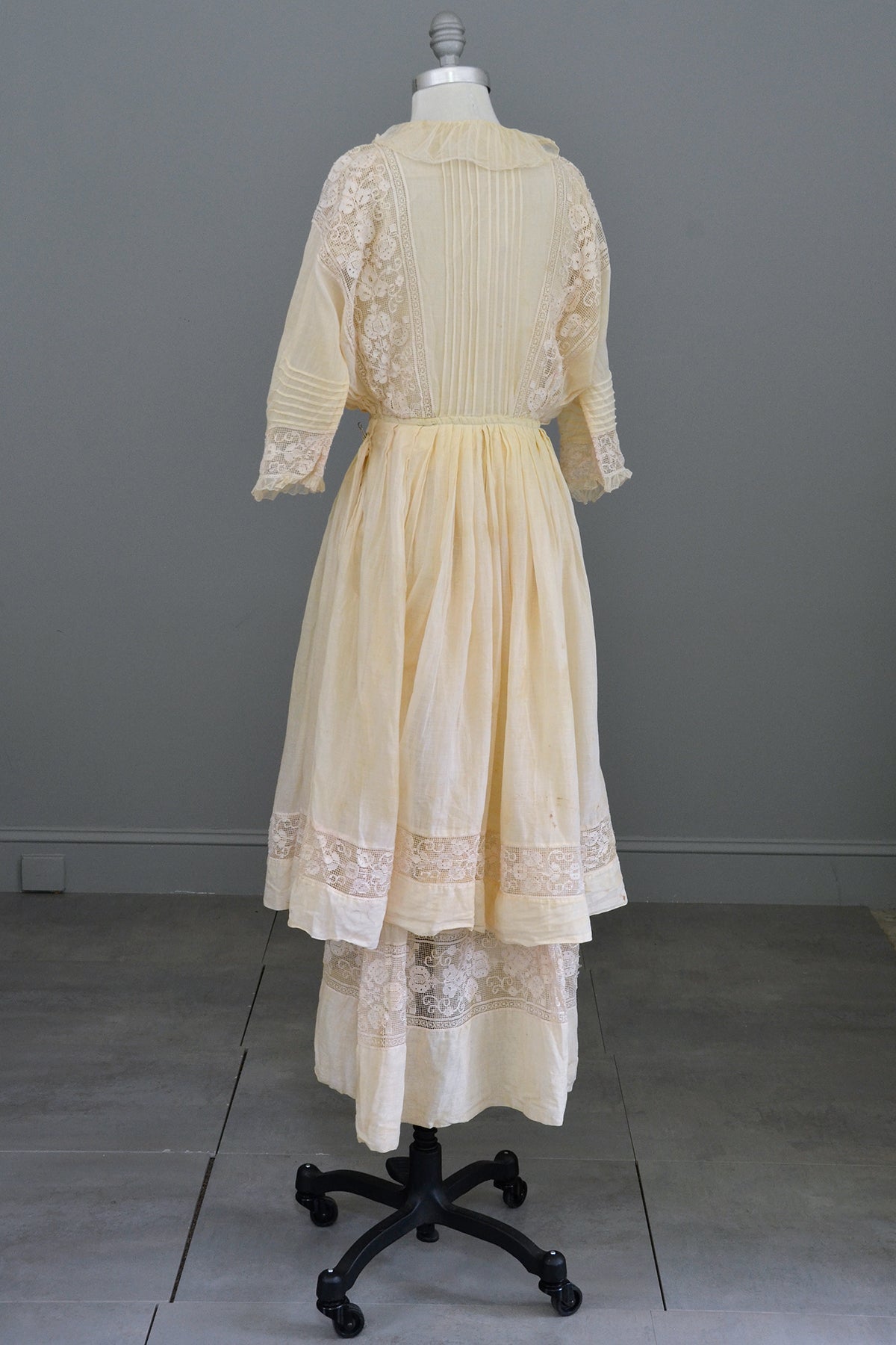 Edwardian Dress with Needlepoint Trim and Tiered Bell Skirt