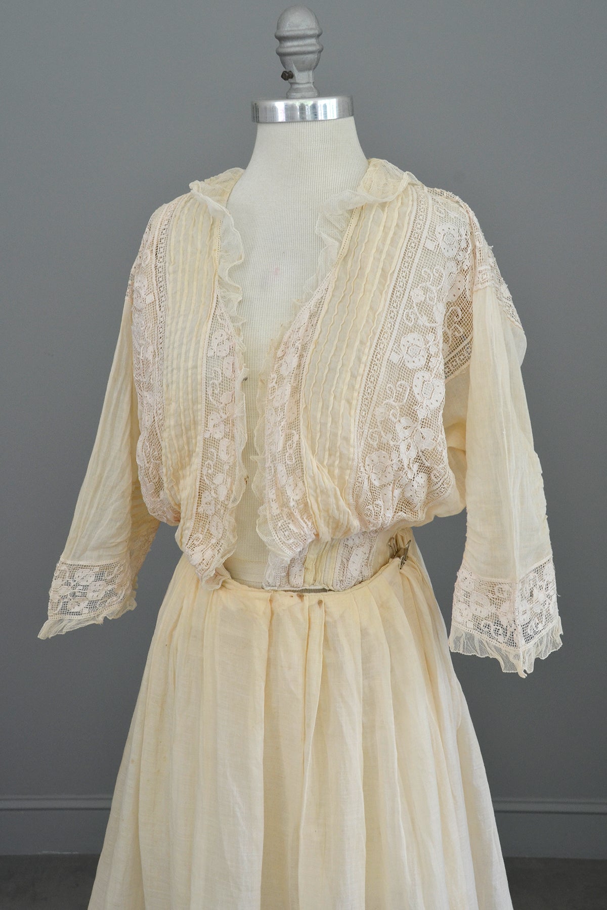 Edwardian Dress with Needlepoint Trim and Tiered Bell Skirt
