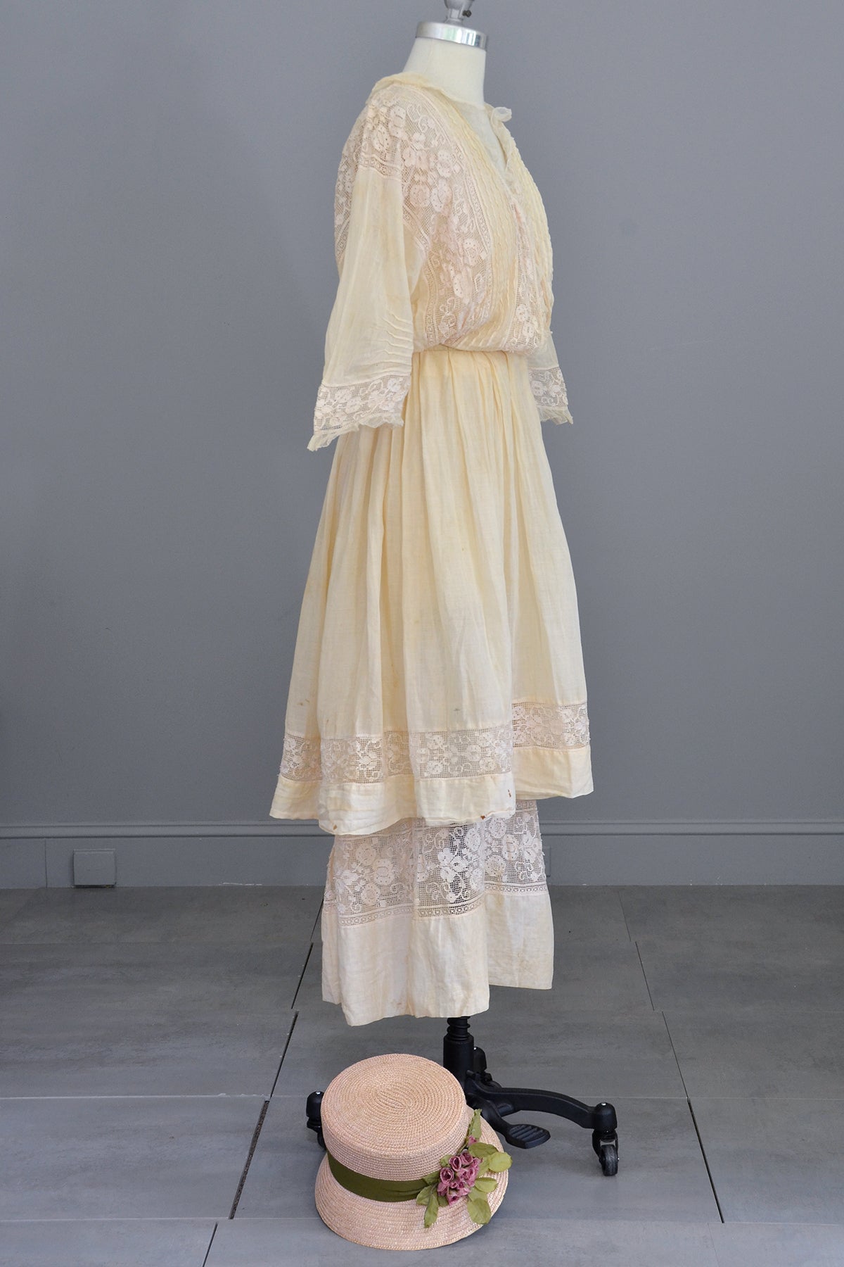 Edwardian Dress with Needlepoint Trim and Tiered Bell Skirt