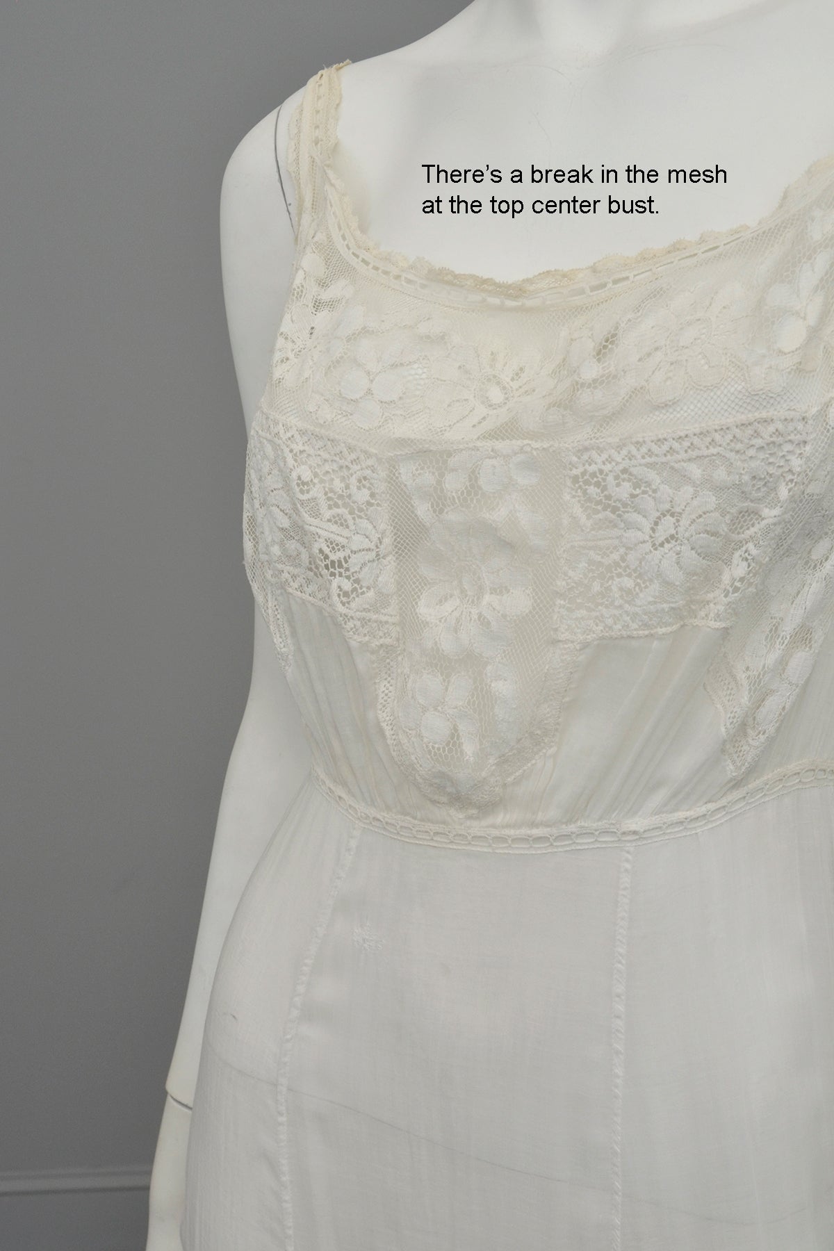 Romantic White Edwardian Lace Netting Delicate Slip Dress | VintageVirtuosa