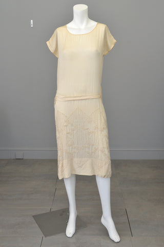 beige elegant dress Black Silk Dropped Waist Dress with Wide Lace Trim circa 1920s – Dorothea's  Closet Vintage main image 1