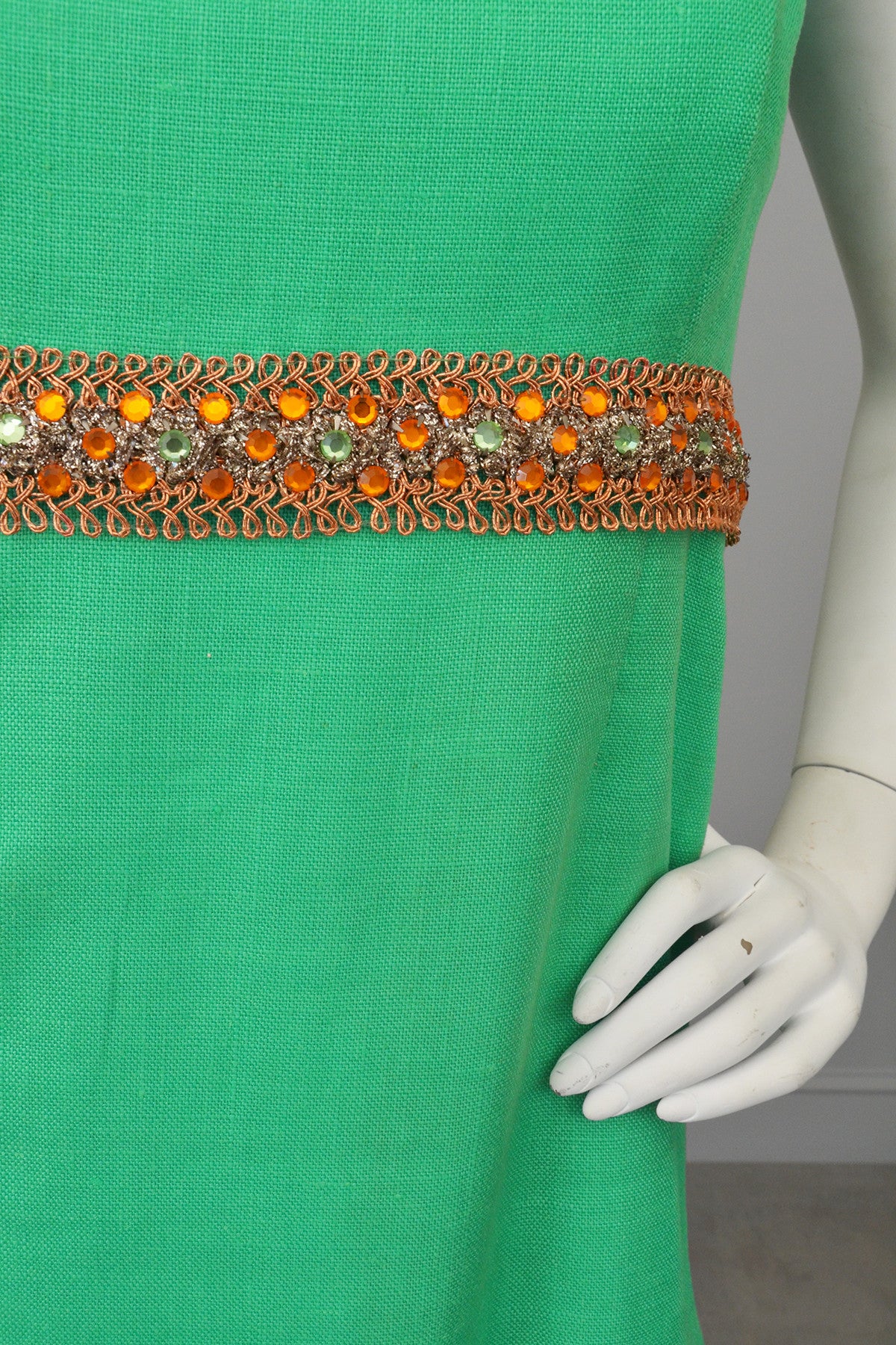 Kelly Green and Copper 70s vintage midi dress | VintageVirtuosa Kelly Green and Copper 70s vintage midi dress | VintageVirtuosa