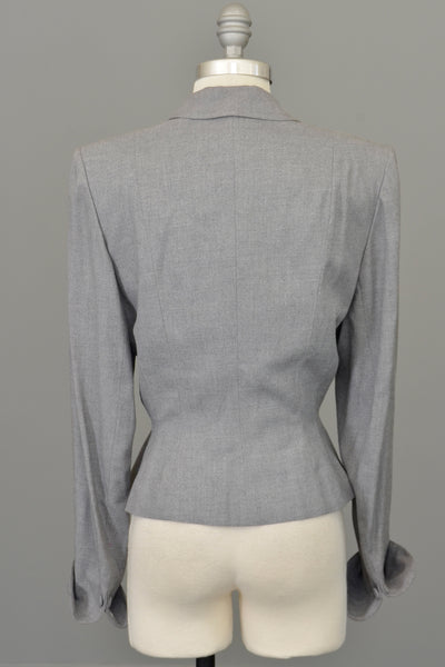1950s Light Grey Wool Flannel Blazer Jacket, Leslie Fay | VintageVirtuosa