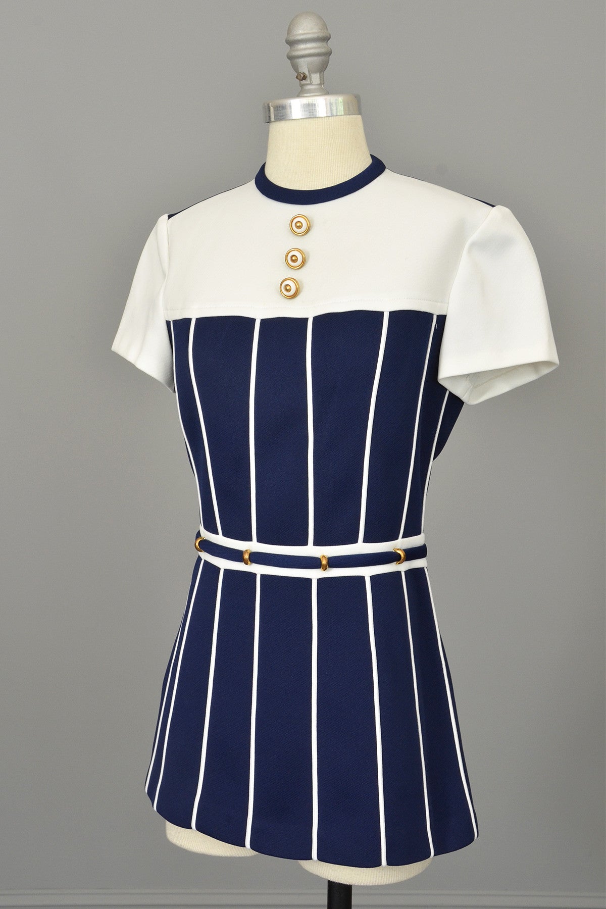 Vintage Lilli Ann Navy Blue and White Nautical Mini Tunic