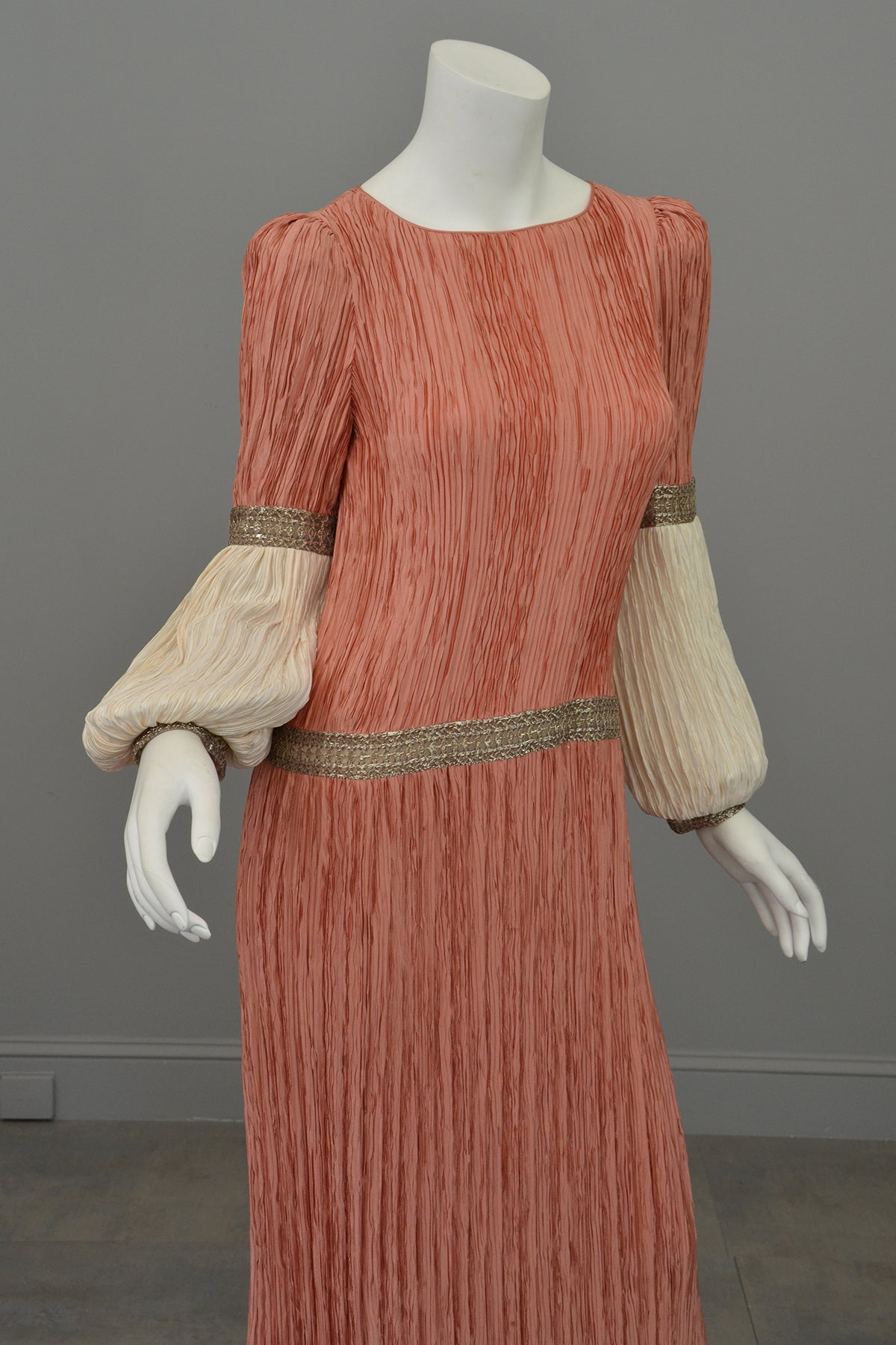 fortuny orange dress A Mariano Fortuny copper silk Delphos gown, circa 1920-30