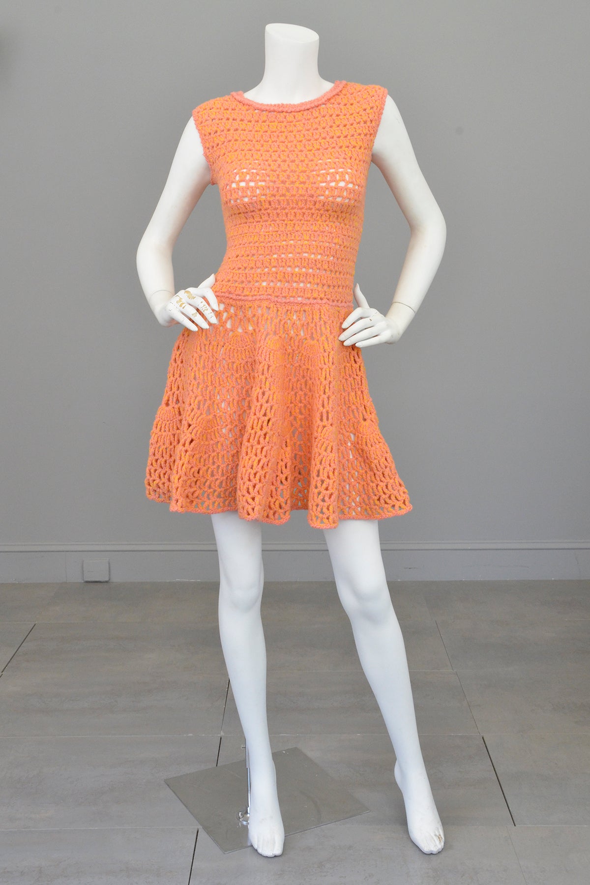 60s crochet dress 60s Zig Zag Dress Crochet Pattern, Sleeveless Chevron Dress