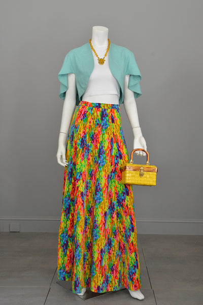 1970s Pixelated Rainbow Maxi Skirt