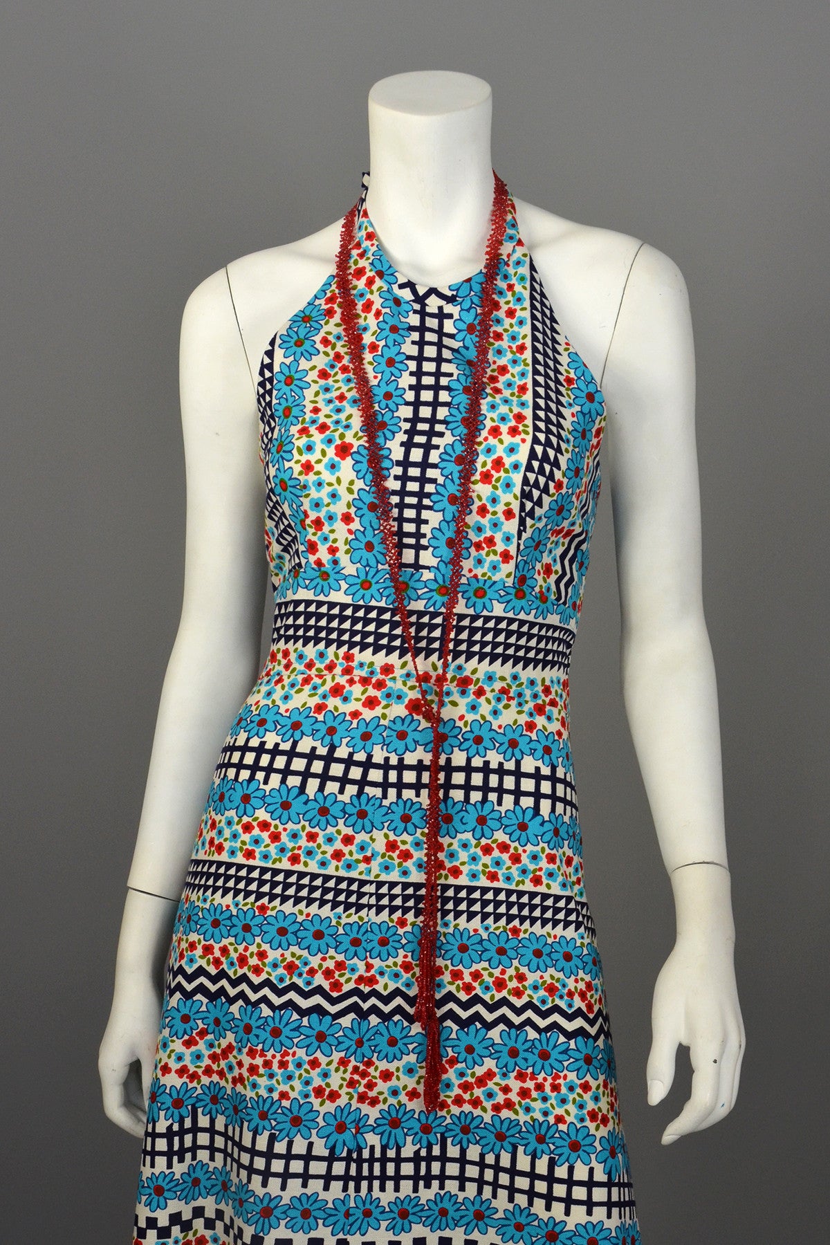 1960's Retro Print Hippie Maxi Halter Dress | VintageVirtuosa 1960's Retro Print Hippie Maxi Halter Dress | VintageVirtuosa