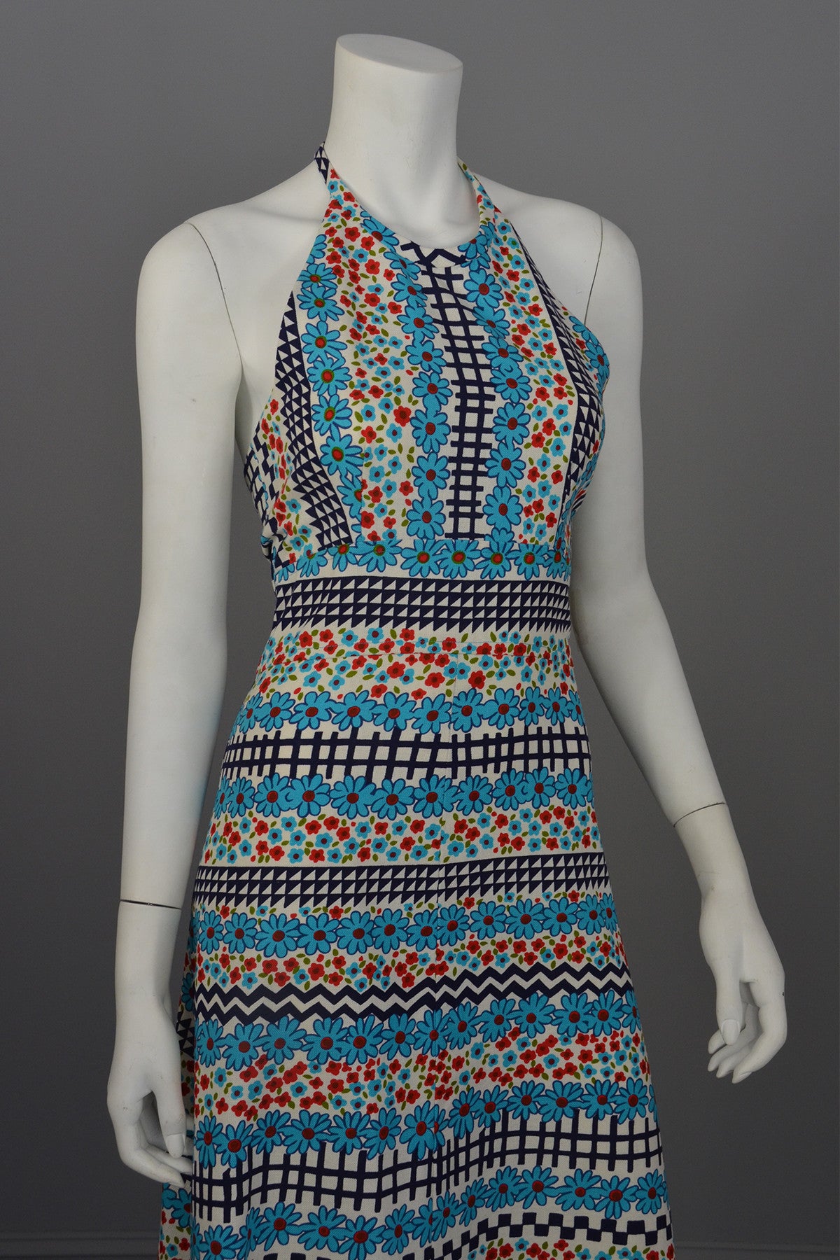 1960's Retro Print Hippie Maxi Halter Dress | VintageVirtuosa 1960's Retro Print Hippie Maxi Halter Dress | VintageVirtuosa
