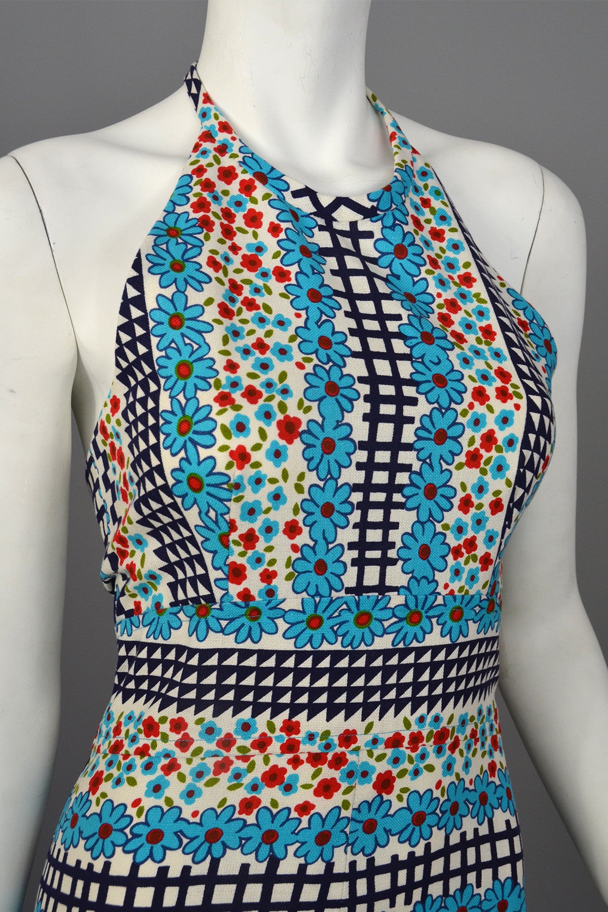 1960's Retro Print Hippie Maxi Halter Dress | VintageVirtuosa 1960's Retro Print Hippie Maxi Halter Dress | VintageVirtuosa