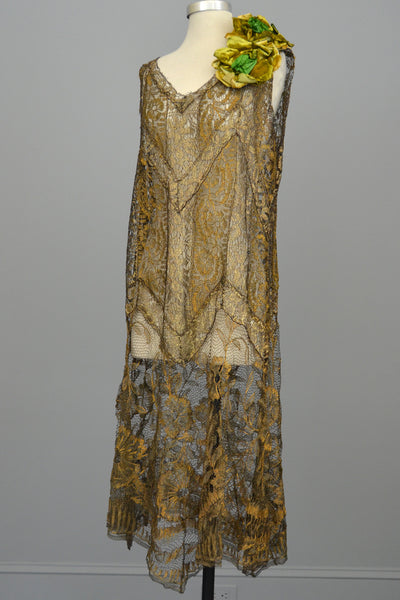 Layaway 1920s Spun Gold Lace Vintage Flapper Dress