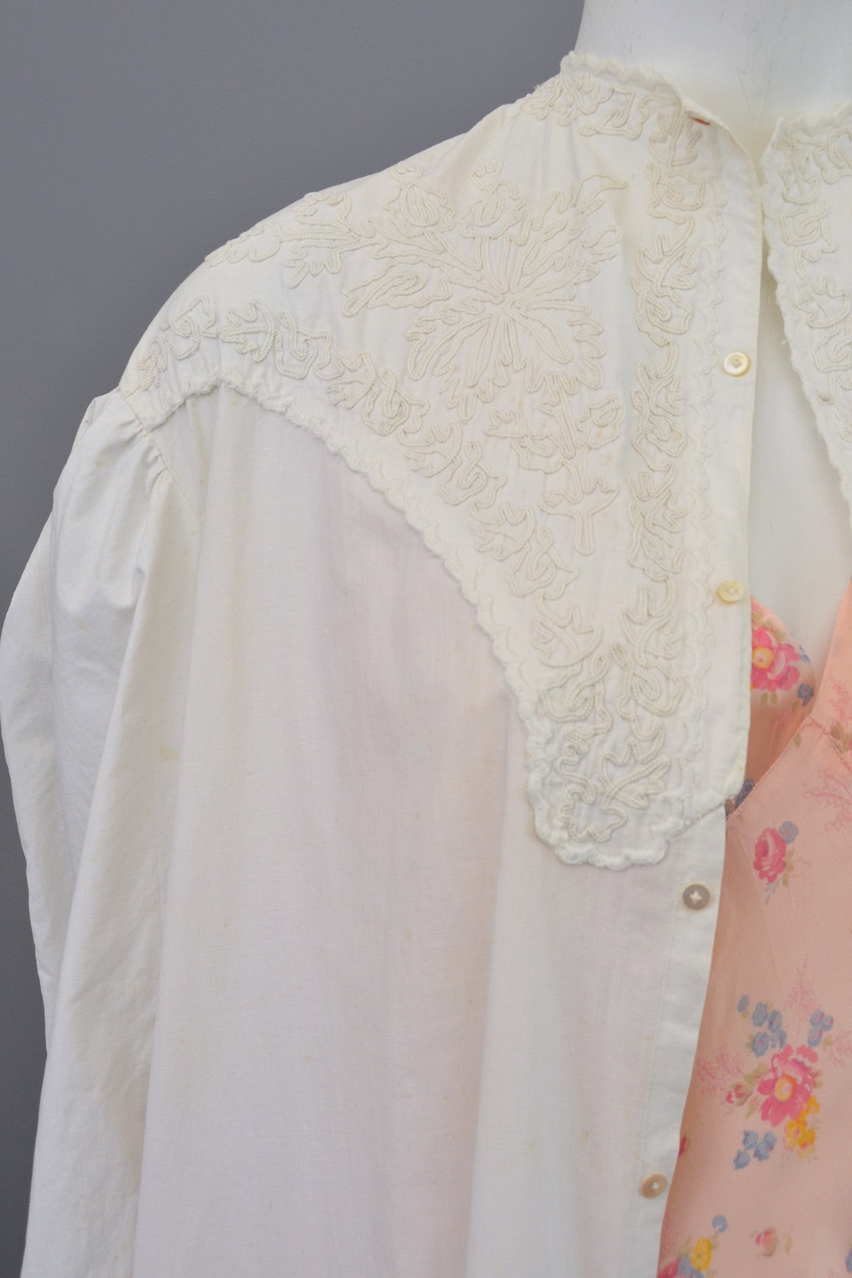 Edwardian Victorian Soutache Embroidered White Cotton 'Lab' Coat Robe ...