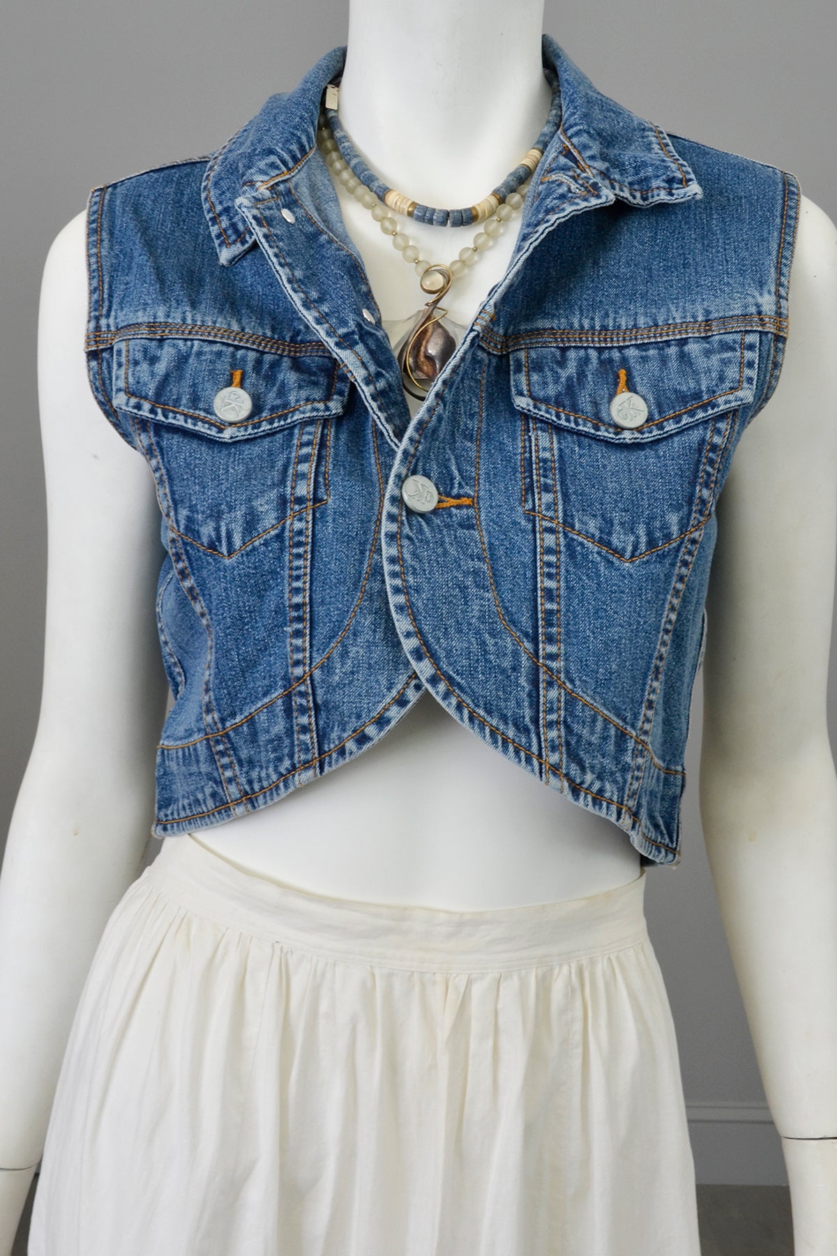 Vintage Calvin Klein Cropped Denim Vest