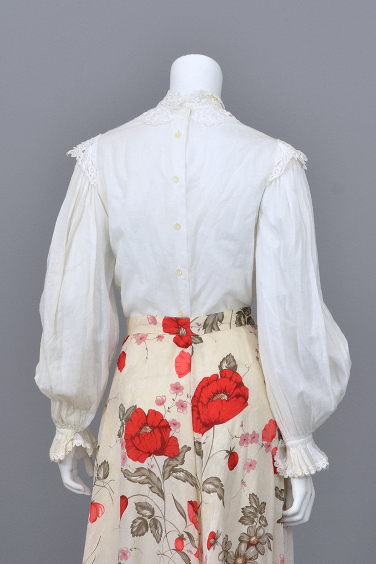 White Cotton Poet Sleeve Victorian Style Blouse